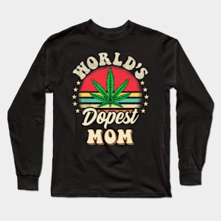 Worlds Dopest Mom Vintage Sunset 420 Family Matching Outfits Long Sleeve T-Shirt